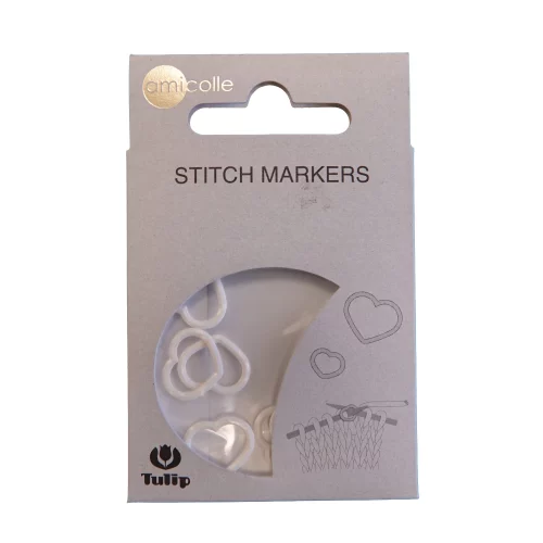 Tulip Heart Shaped Stitch Markers 7pcs per Pack (Various Colours) - White, L