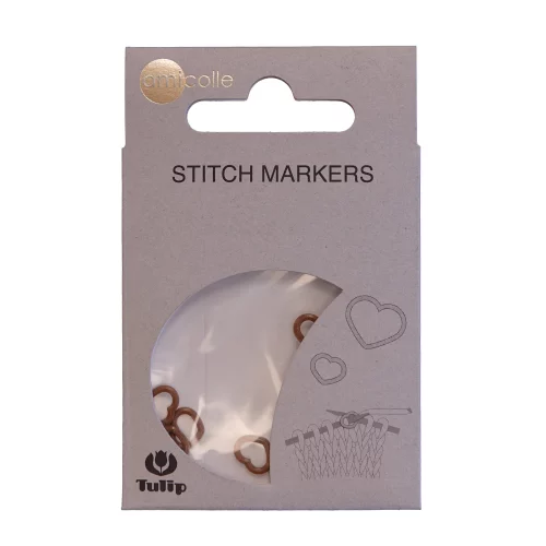 Tulip Heart Shaped Stitch Markers 7pcs per Pack (Various Colours) - Brown, S