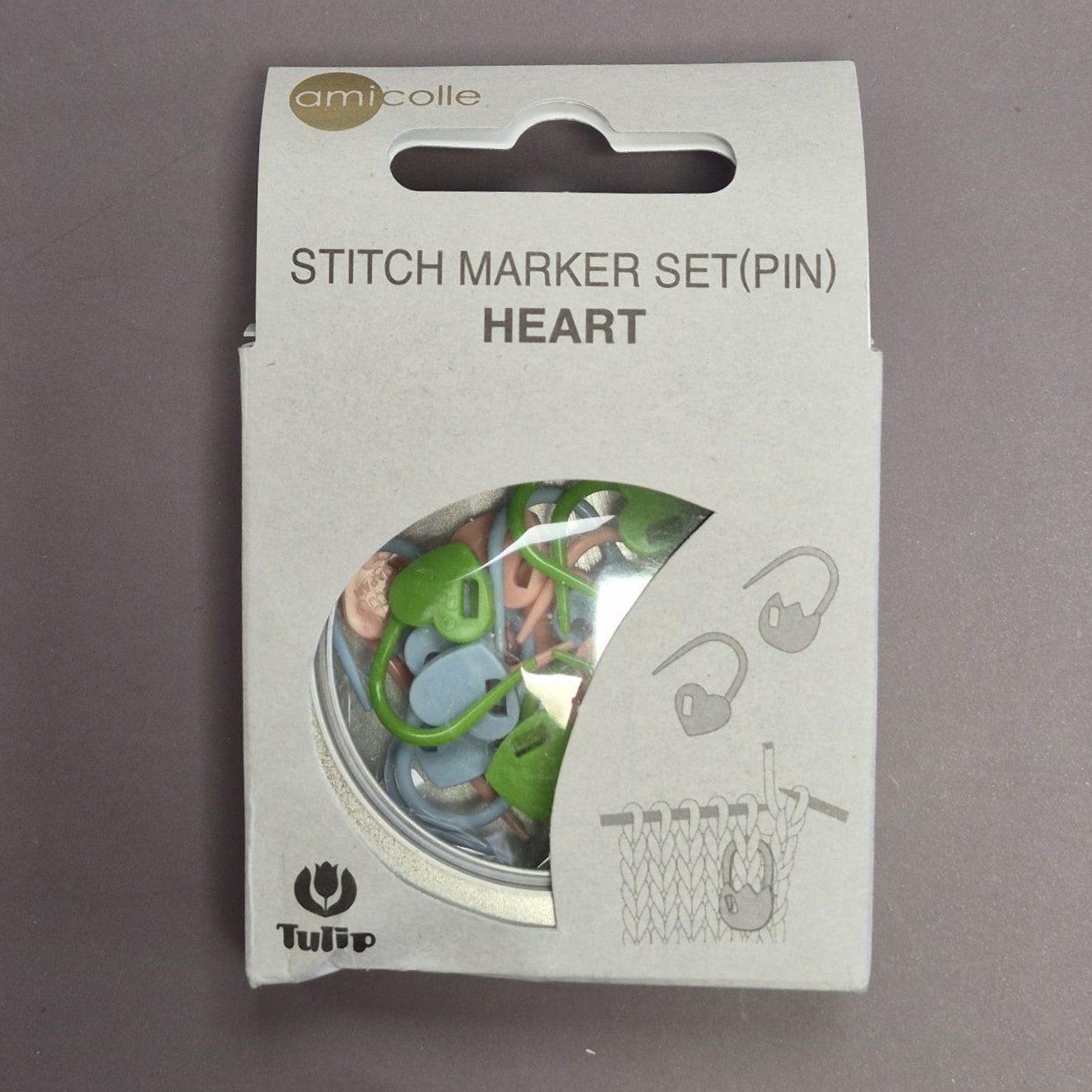 Slightly Damaged Tulip Stitch Marker (pink, blue and green) Set - Image 1